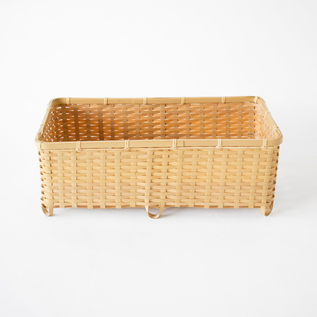 天然素材　籠　脚付き 愛媛 白竹 足付き角かご 長四角／日本の竹細工｜愛着を持ってずっと